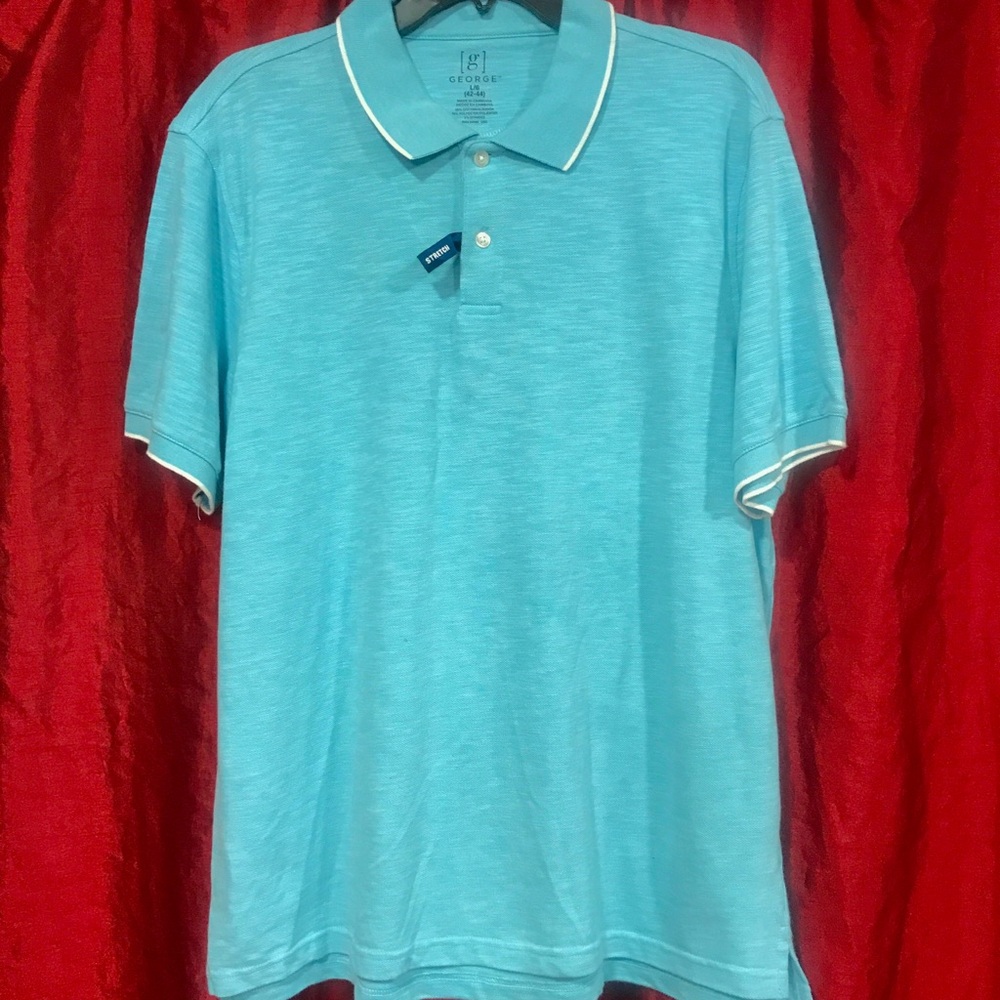 George Aqua Blue Polo with White Trim
